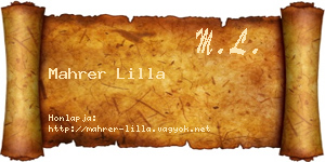 Mahrer Lilla névjegykártya